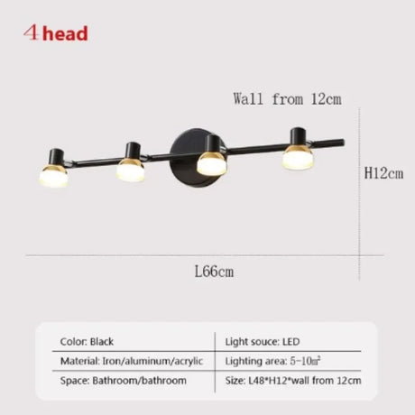 Modern Wall Light 2/3 Head Waterproof Bathroom Light Washroom Vanity Mirror Iron Interior Home Decoration Minimalist Lighting