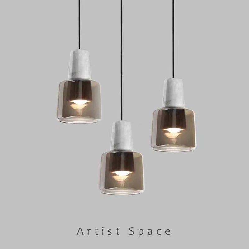 Nordic Simple White Marble LED Pendant Lamp For Bedroom Dining Room Bathroom Bedside Stone Decoration Small Chandelier Lights