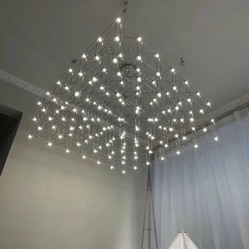 2026 Luxury Cube Glass Chandelier - Modern Villa & Hotel Lobby Hanging Lamp