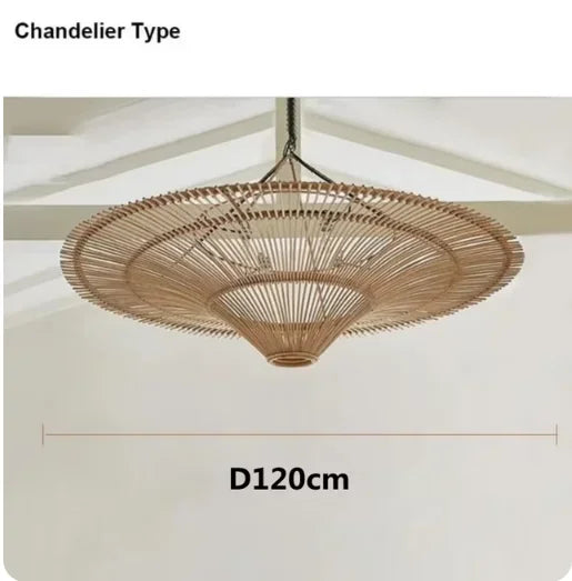Japanese retro Wabi sabi pendant lamp restaurant Southeast Asian handmade rattan lamp home decoration living room bedroom lamp