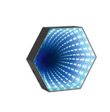 RGB 3D Hexagonal Mirror Tunnel Light LED Desktop Ambient Lamp Compute Game Music Rhythm Sync Pickup Lights Room Decoration
