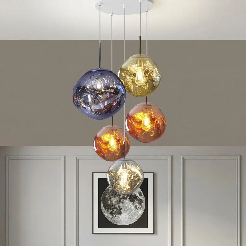Nordic Lava Texture LED Pendant Light - Minimalist PVC Hanging Lamp