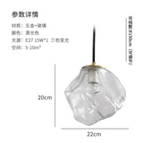 Floating Lava Shape Glass Pendant | Ice Texture Bedside Light with 3-Color Mode