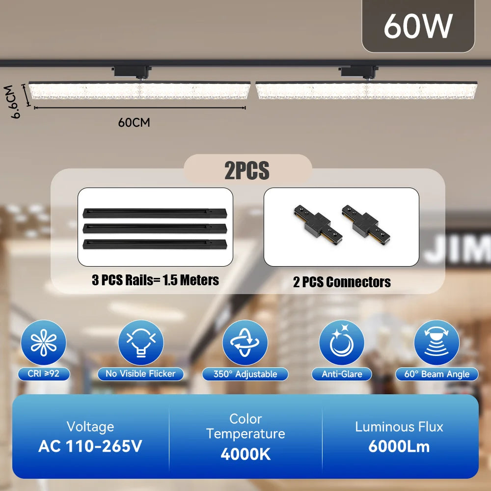 Neutral White LED Track Spotlight - Adjustable Rail Ceiling Lamp Fixture for Home, Retail Shop & Commercial Mall Decor