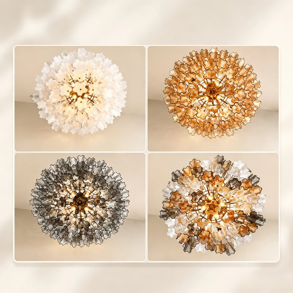 Italian Murano Glass Chandelier Pendant Light - Luxury Handblown Ceiling Hanging Lamp Fixture for Living Room, Hotel, Restaurant & Dining Room Decor