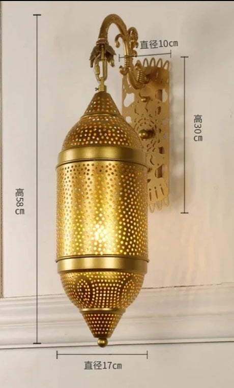 Southeast Asia Moroccan Retro Vintage Industrial Wall Lamp LED E27 Gold Luster's Iron Art Decorative Wall Mounted Restaurant Store