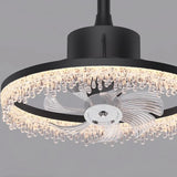 Modern Black Ceiling Fan with LED Light - Round Electric Ceiling Fan Lamp Fixture for Living Room, Bedroom & Dining Room