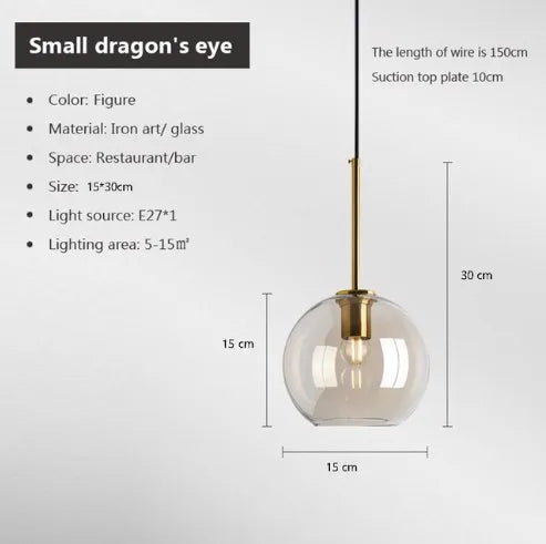 Modern Nordic hanging loft  Glass luster Pendant Light industrial decors Lights Fixtures E27/E26 for Kitchen Restaurant Lamp