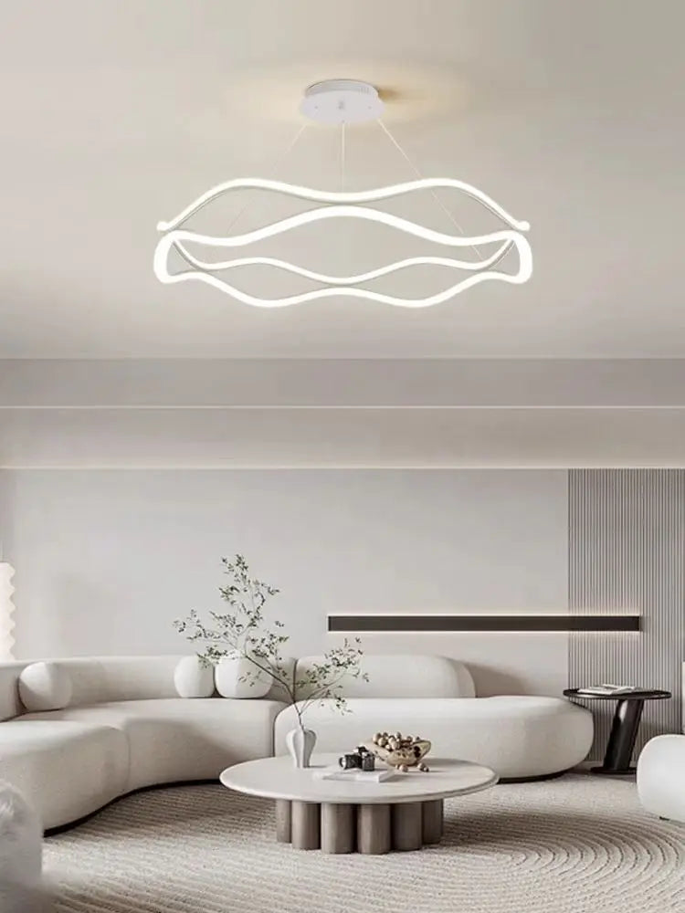 Modern LED Pendant Light Luxury Ring Chandelier for Bedroom Living Dining Room Indoor Hanging Lamp Home Decor Lighting Fixture