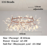 Nordic Chandelier Modern Luxury Living Room Kitchen Firefly Led Ceiling Pendant Lamp Indoor Creative Children's Room Ring Lights