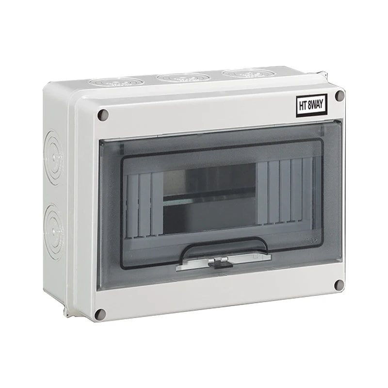 HT Series IP65 Waterproof Electrical Distribution Box (2/3/5/8/12/15/18/24 Way) - PC Plastic Outdoor Junction & Circuit Breaker Switch Box