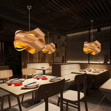 Natural Wood Skin Pendant Lamp - Southeast Asian Style Hanging Light for Bedroom