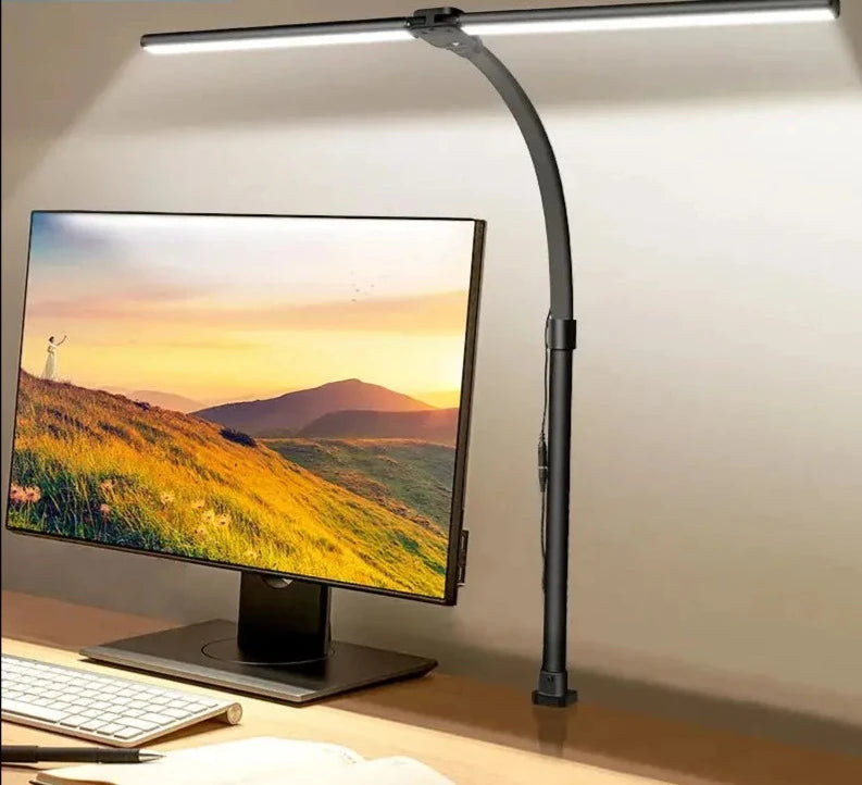 Double Head LED Desk Lamp EU/US Architect Desk Lamps Office 24W Brightest 5Color Modes and 5 Dimmable Eye Protection lamp