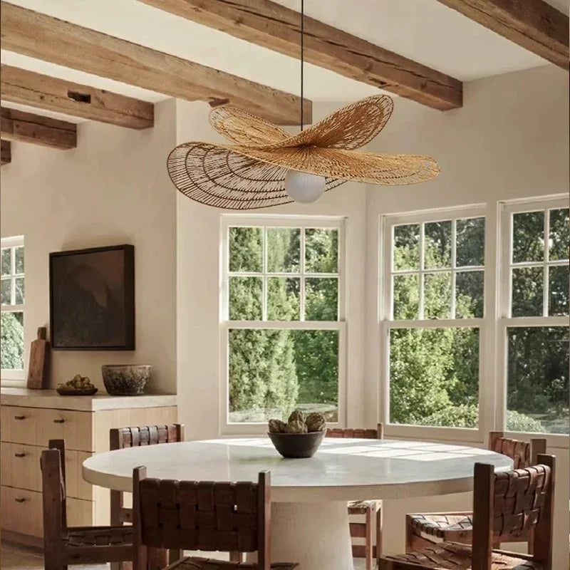 Rattan Pendant Lights Wabi-sabi Style Hand-woven Lamp Restaurant Home Decor Bedroom Living Room Creative Dining Room Chandeliers