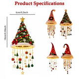 LED Santa Hat Hanging Light Christmas Pendant Lamp with Tassel Bell Star Ornaments Xmas Holiday Party Home Wall Ceiling Decor