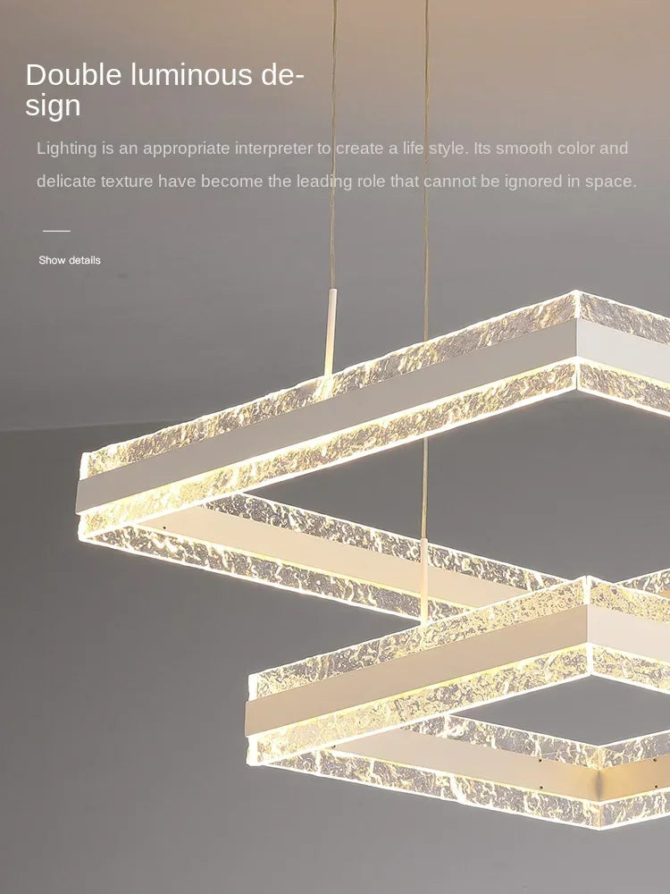 Nordic Geometric Glass LED Chandelier - Modern Pendant Lamp for Living Room