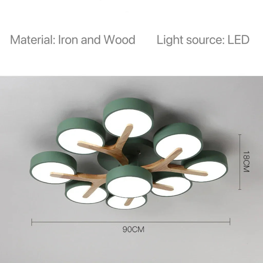 Nordic Modern Macaron Ceiling Lamp Chandelier Bedroom Minimalist Wood Home Decor Living Room Kitchen LED Lighting Fixtures