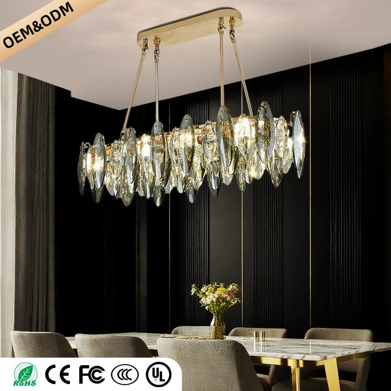 Luxury Crystal Chandelier Living Room High Ceiling Pendant Light Dining Room Hanging Lighting Fixtures Lustre