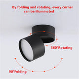 Surface Mounted Anti-Glare LED Tube Light Dimmable 7W10W15W20W24W Folding and Rotating Ceiling Lamp Spotlight 110/220V Downlight
