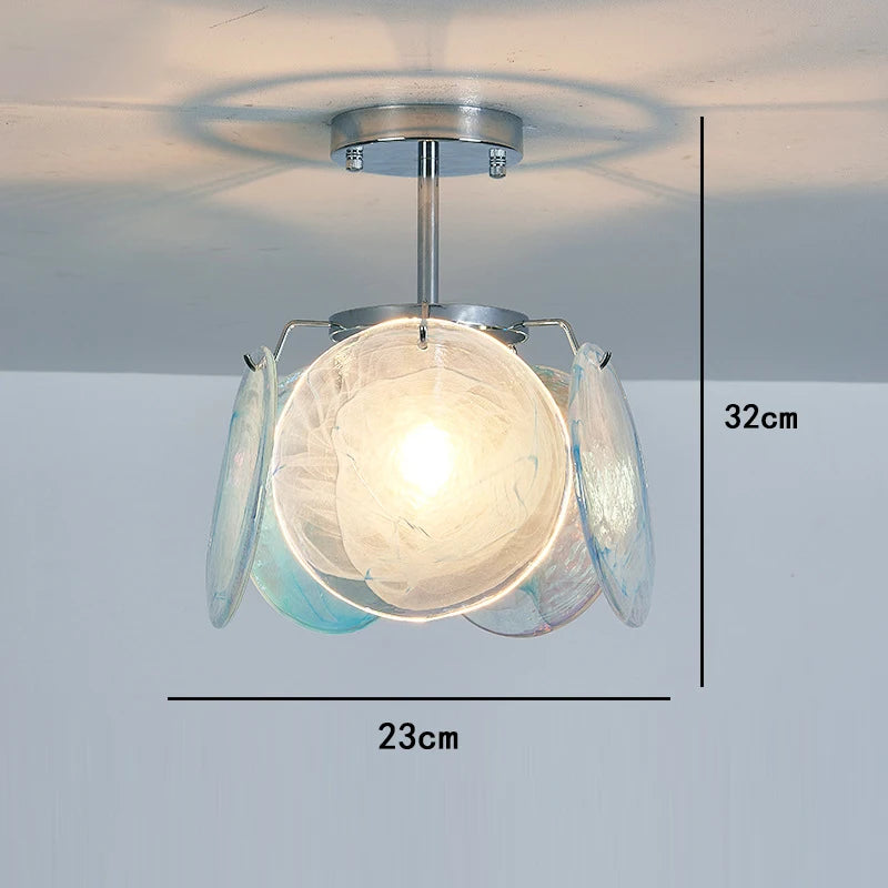 Blue Circle Glass Chandeliers Vintage Art American Classic Living Room Design Idea Home Deco Restaurant Hanging Lamps Lustre