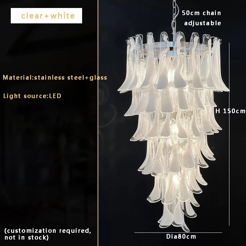 Pink White Large Ceiling Pendant Light Home-appliance High Ceiling Glass Hanging Lamp Lustres Foyer Lighting Extremely Expensive