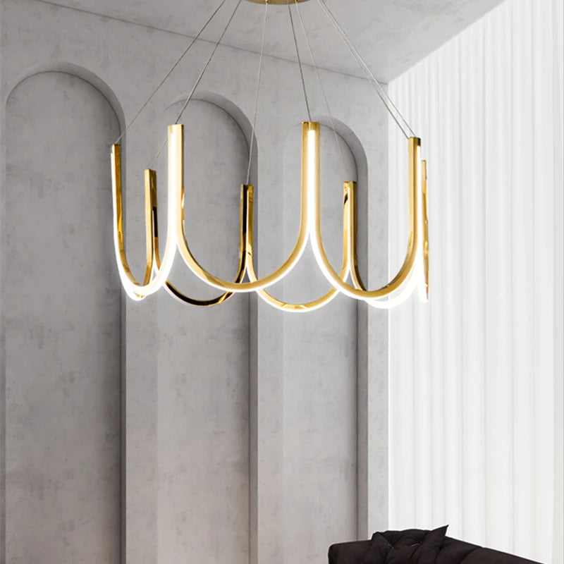 Nordic Gold Postmodern Minimalist  Led Ceiling Chandelier For Living Room Bedroom Restaurant Indoor Lighting Pendant Lamp