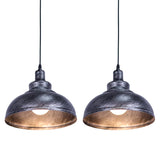Industrial Metal Pendant Light (1-Pack / 2-Pack) - Retro Silver Hanging Chandelier Fixture for Kitchen, Bar, Cafe & Living Room