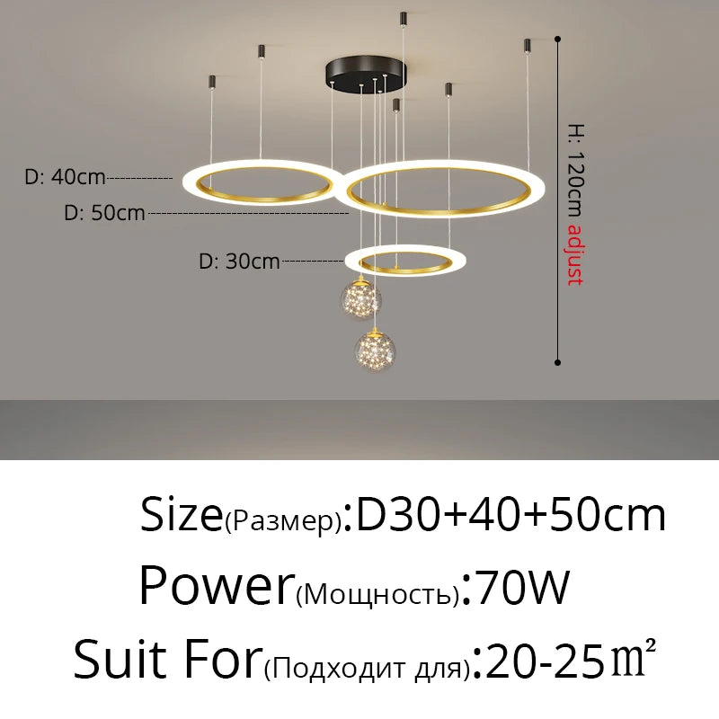 2025 New Pendant Light Lusters For Living Room Chandelier Modern Creative Circle Ring Bedroom Lamps Restaurant Ceiling Luminaire