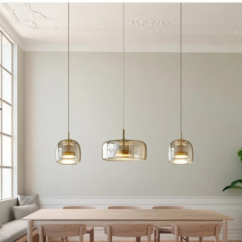 Zhongshan glass lighting fixtures Nordic modern minimalist  bar counter restaurant chandelier living room art designer iron