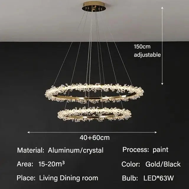 Modern Luxury Crystal LED Chandelier - Minimalist Pendant Light for Living Room