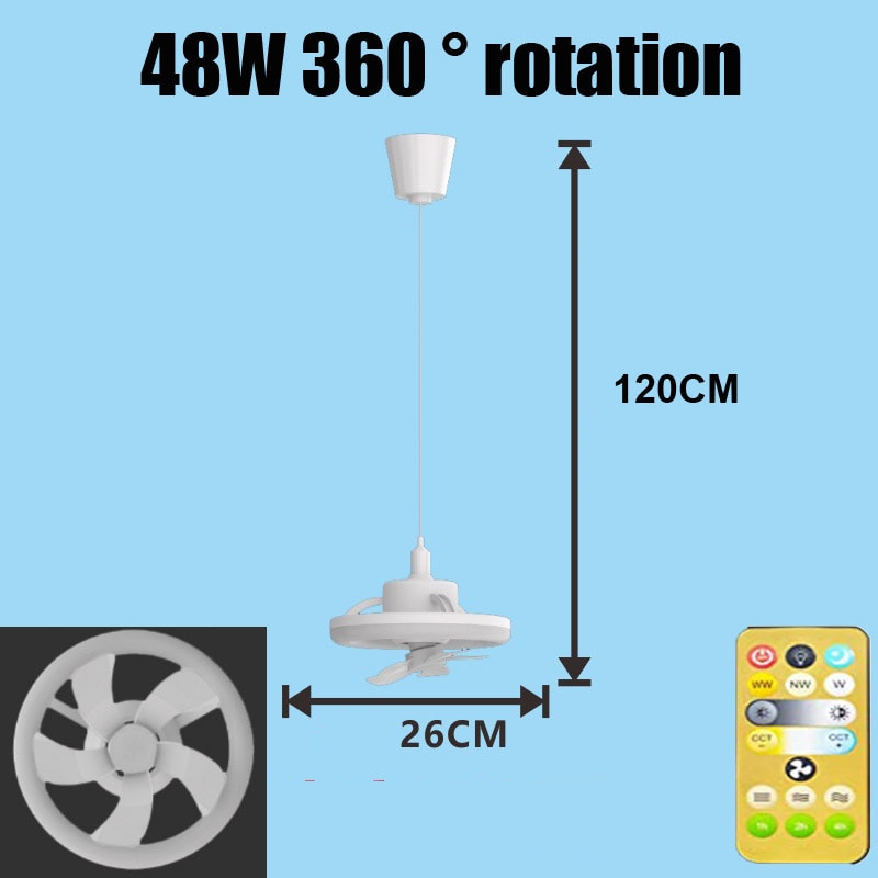 60W Ceiling Fan E27 With Led Light And Remote Control 360 ° Rotation Cooling Electric fan Lamp Chandelier For Room Home Decor