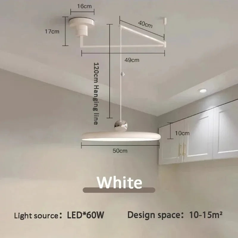 French Rocker arm Hanging Chandelier Light Fixture  Folding LED Colorful Pendant Lamp for Living Room Dining Room Bedroom