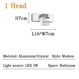 LED Wall Light Waterproof Crystal Wall Lamps Mirror Front Light Wall Mounted Bathroom Living Makeup LED Wall Fixtures Sconce