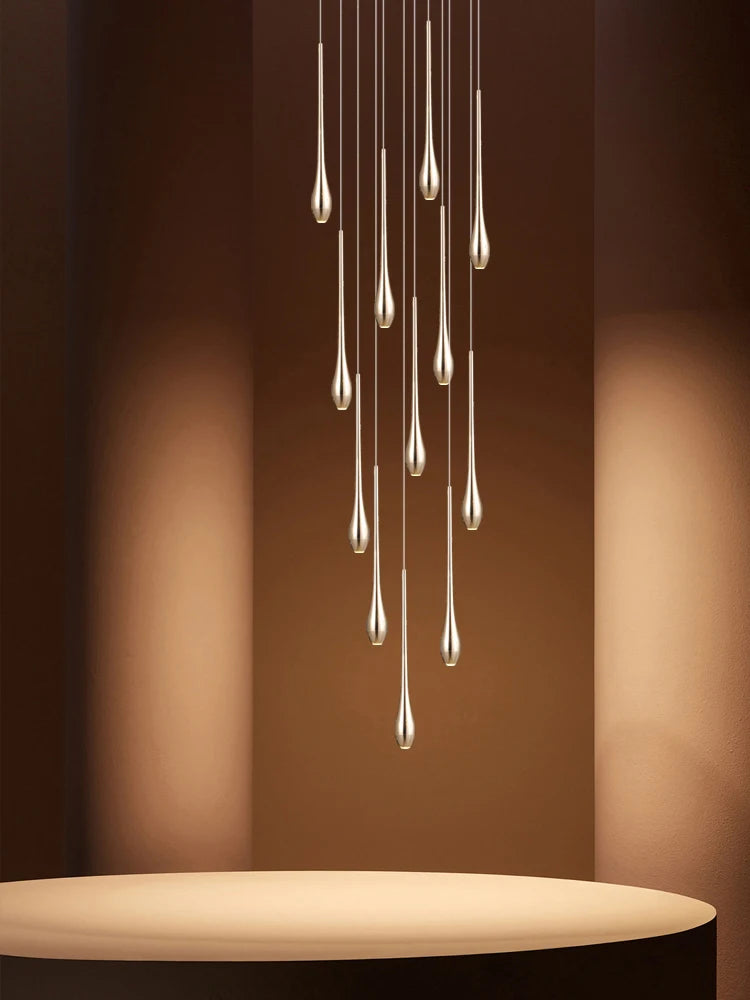 Nordic Style LED Modern Pendent Lamp Suitable For Villa Staircase Pendant Double-Layer Attic Ceiling Lamp Living Room Chandelier