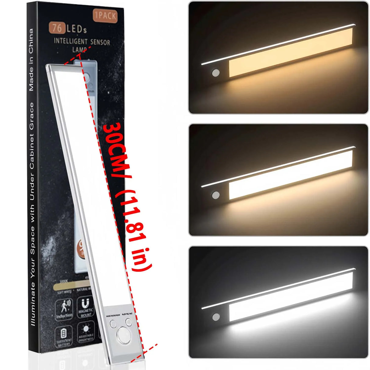 LED Motion Sensor Light Wireless LED Night Light Type C Rechargeable Light Cabinet Wardrobe Lamp Staircase Backlight For Kitchen