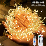 3/6/9M USB Power LED Firecracker String Lights Remote Control Garland Fairy Lights for Wedding Party Garden Christmas Decoration