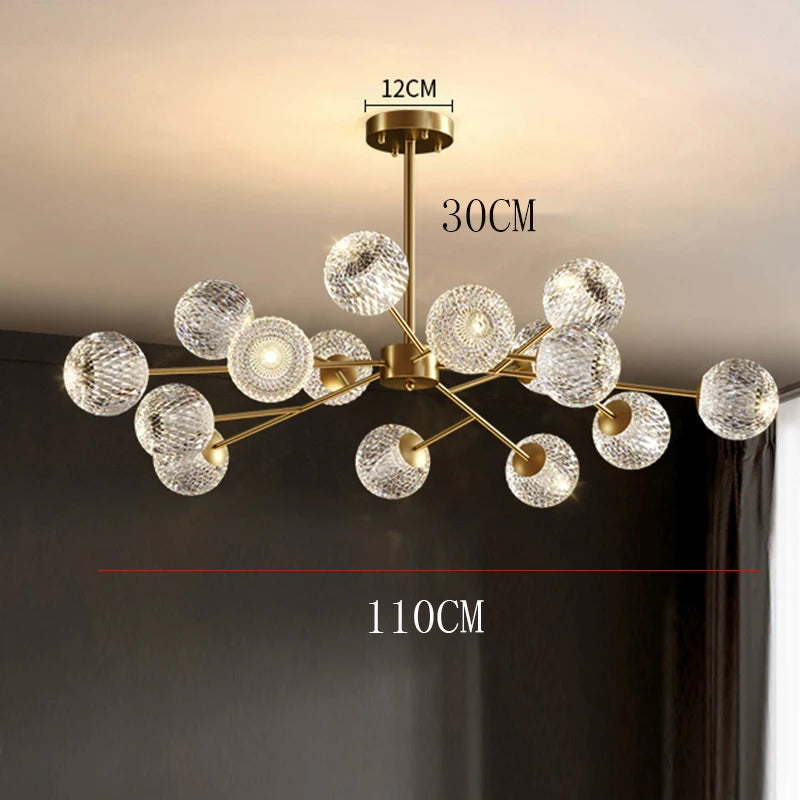 2026 for Nordic LED crystal spherical ceiling chandelier for dining living room bedroom luxury main light simple indoor