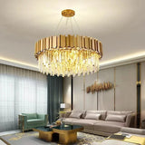 Luxury Crystal Chandelier Modern LED Ceiling Chandelier Light for Living Dining Room Bedroom Indoor Rotundity Gold Ceiling Lamp
