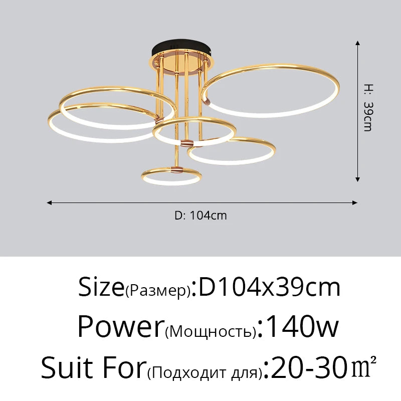 Modern Living room Ring Chandelier Nordic New Design Ceiling Lamps for Bedroom Dining room Decor Lamp Kitchen Pendant Lighting