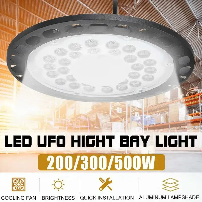 LED High Bay Light (200W/300W/500W) AC180-260V - High Brightness 6500K Industrial Workshop, Warehouse & Garage Ceiling Lamp