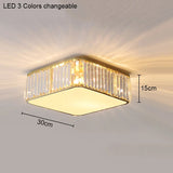 Modern Geometric Crystal Ceiling Light - Round & Square LED Lamp for Bedroom
