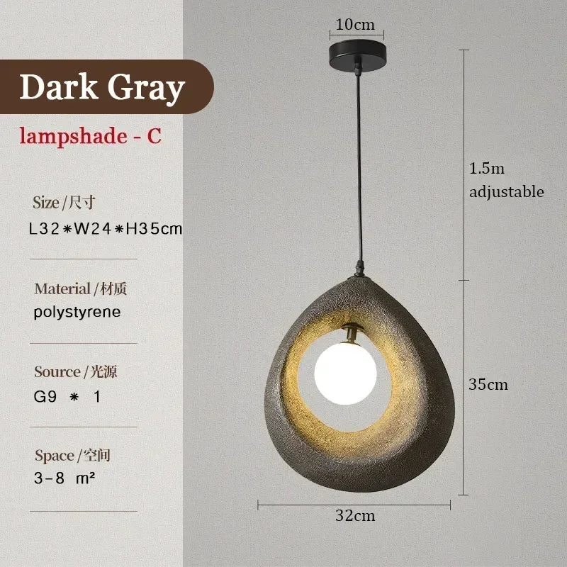 Japanese Wabi Sabi Pendant Lights Minimalist Bedroom Kitchen Island G9 LED Chandeliers Home Decor Living Room Hanging Lamps