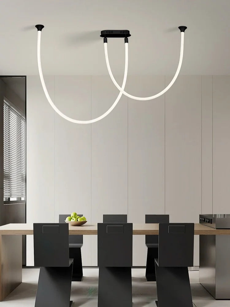 LED Italian minimalist curved line pendant light high-rise duplex apartment hall light modern minimalist living room light