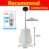 Handmade Vintage Pendant Lamp Bamboo Restaurant Café Chandeliers Wood Base E27 Bulb Lighting Hotel Bedroom Interior Classical