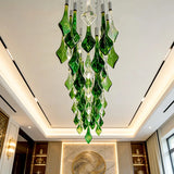 2026 New Green Glass Lustre Chandelier, Dimmable Custom Hardware Pendant Lamp for Mall, Fashionable Fixture for Ceilings