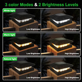 Solar Fence Post Cap Lights with 3 Lighting Modes - Fits 4x4 Wood & Vinyl Posts