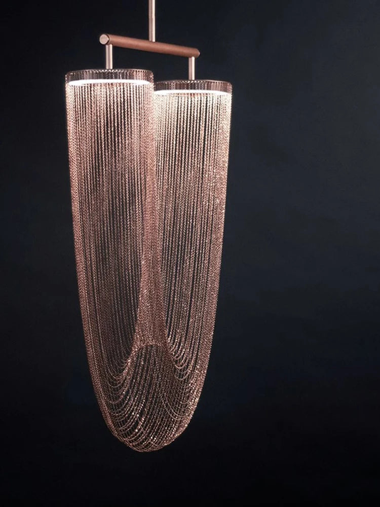 Modern Hanging Lamp Gold/Rose Gold/Chrome Metal Tassel Ceiling Chandeliers Stair Pendant Lighting Fixtures Dining Room Lustre
