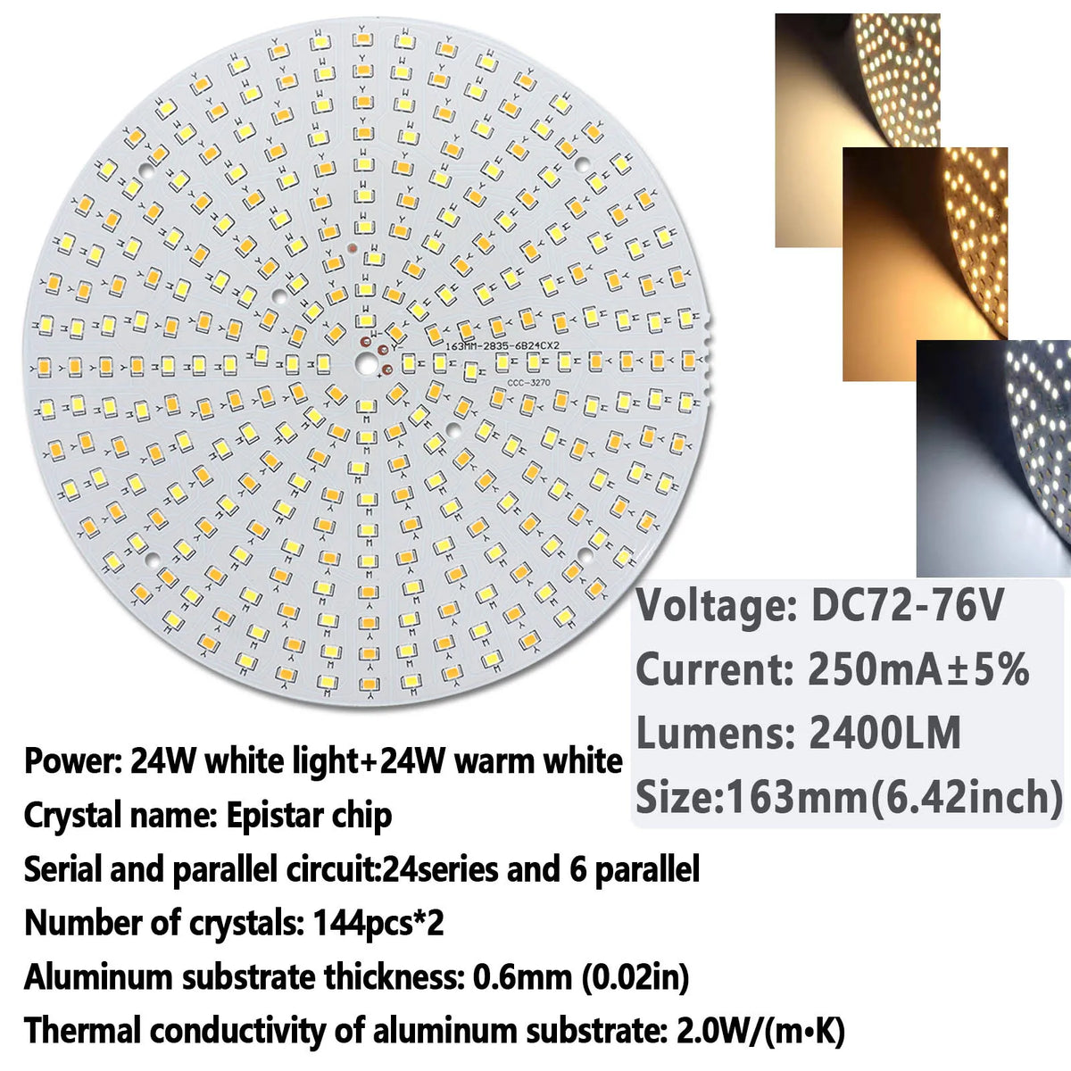 LED Light Board Two-Color LED 10W 18W 24W 36W Chip Source Lamp Bead Constant Current Input Diode For Panel  Light  Ceiling Lamp