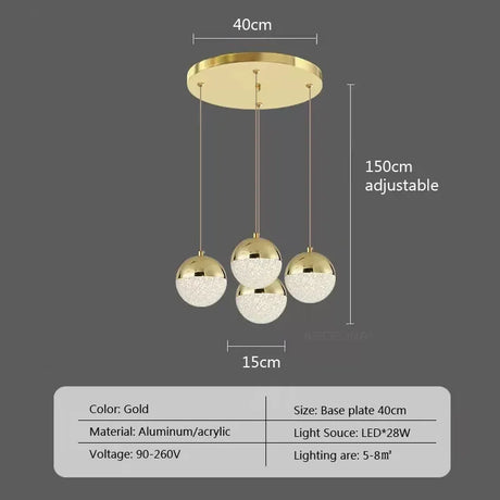 Nordic LED Dining Chandelier Creative Simple Acrylic Half Ball Indoor Pendant Lamp for Restaurant Aisle Corridor Pendant Lamp