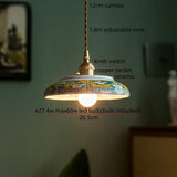 IWHD Home Design LED Pendant Lamp Balcony Reading Dining Room Japan Style Gold Copper Patterned Ceramic Hanging Lights Hanglamp